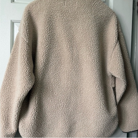 Z Supply Cannon Quilted Sherpa Jacket Dusty Olive Small Cozy Fleece Snap Front - Picture 6 of 8